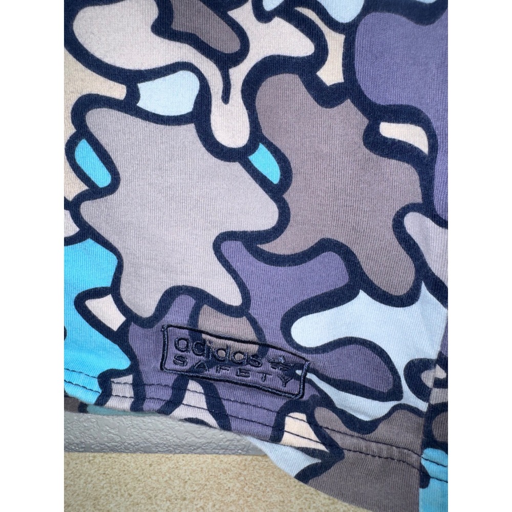 Y2Kk Adidas Safety Camo Graphic T Shirt Men's 2XL Blue Brown‎ Gray Short Sleeve - Picture 2 of 5